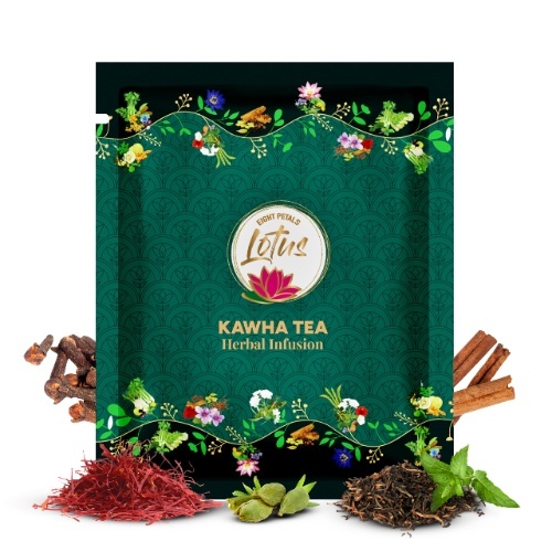 Eight Petals Lotus Kahwa Herbal Tea | 100% Natural | 15 Pyramid Tea Bags