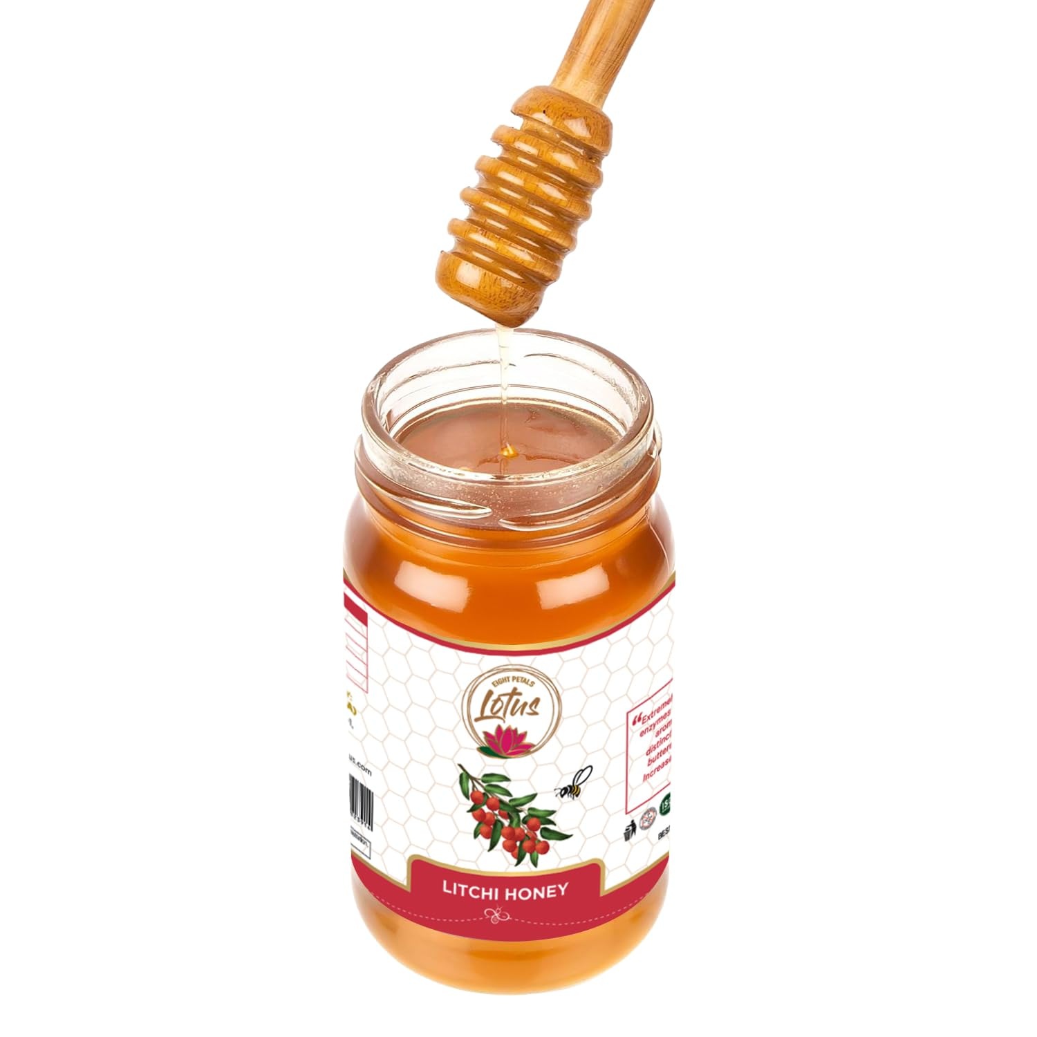 Eight Petals Lotus Litchi Honey 250 gm | Pure and Healthy Unprocessed Honey | 100% All Natural Raw Honey