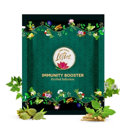 Eight Petals Lotus Immunity Booster Herbal Tea | 100% Natural | 15 Pyramid Tea Bags