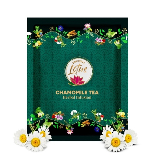 Eight Petals Lotus Chamomile Herbal Tea |100% Natural | 15 Pyramid Tea Bags