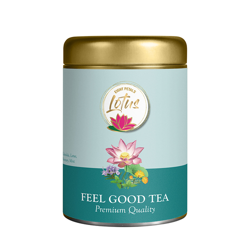 Eight Petals Lotus Feel Good Herbal Tea | Calm the mind | Enriched With Rosemary, Mint | No Chemical | Caffeine Free | 100% Natural | 50g Tin