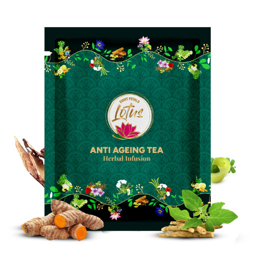 Eight Petals Lotus Anti Ageing Herbal Tea | 100% Natural | 15 Pyramid Tea Bags