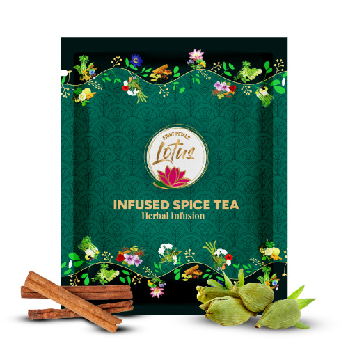 Eight Petals Lotus Infused Spice Herbal Tea | 100% Natural | 15 Pyramid Tea Bags