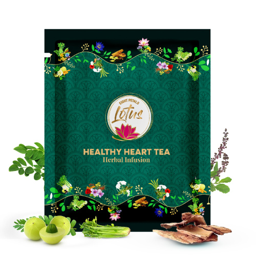 Eight Petals Lotus Healthy Heart Herbal Tea | 100% Natural | 15 Pyramid Tea Bags